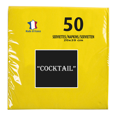 COCKTAIL NAPKINS YELLOW 20 X 20